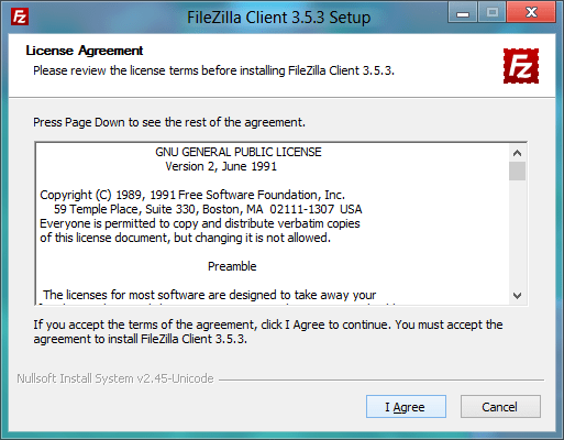 Licencia de uso de Filezilla