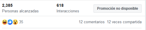 Estadísticas de Interacción de Facebook en una publicación 