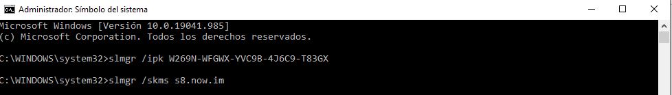 activar windows 10 desde linea de comandos 